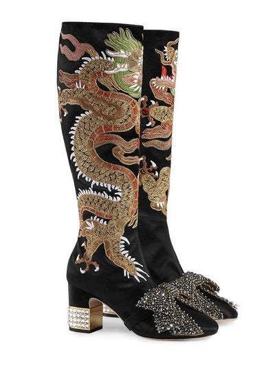 gucci candy dragon embroidered knee boots sz38 7